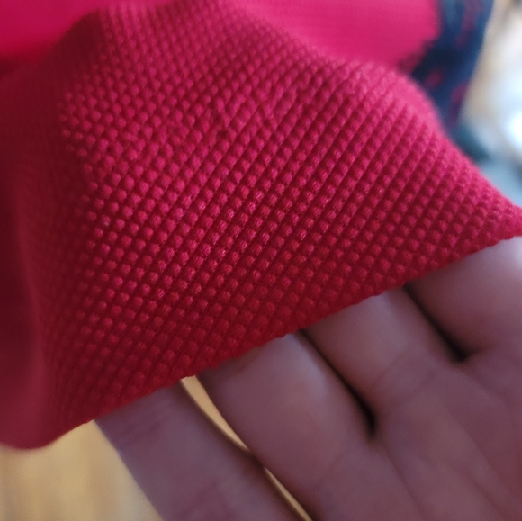 Dress Red with black lace; form fitting - Picture 4 of 5